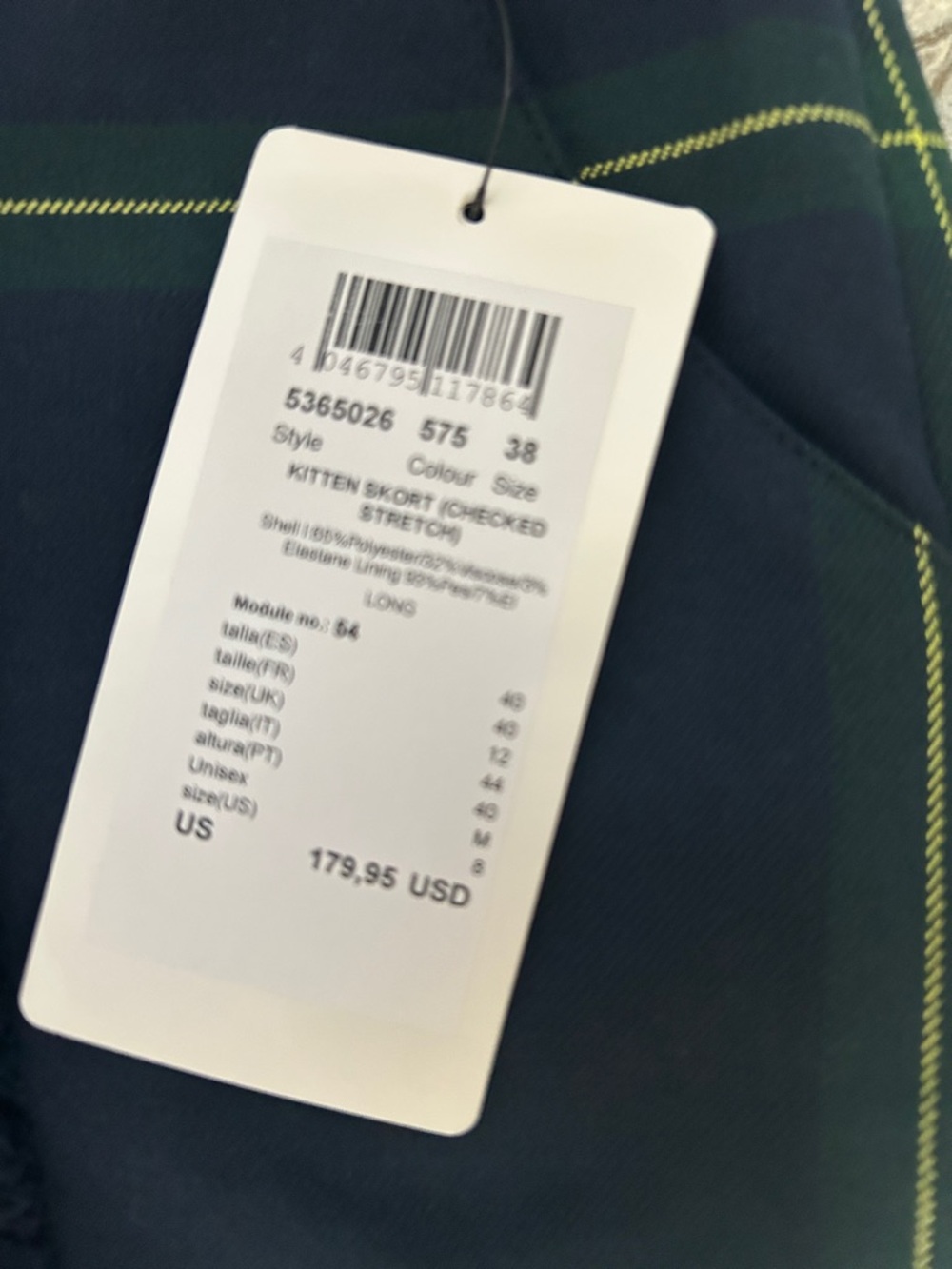 Golfino Women's Navy and Green Plaid Mini Skirt - Picture 3 of 13